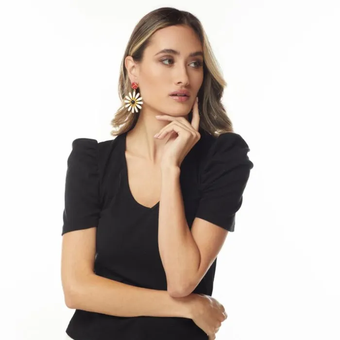 Kenneth Jay Lane Light Color Earrings Women Daisy and Ladybug Earring Kenneth Jay Lane Light Color Earrings Women Daisy and Ladybug Earring