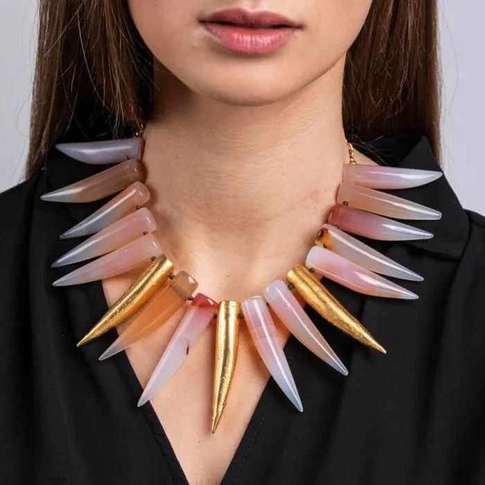Kenneth Jay Lane Light Color Necklaces Women Vintage Rose And Gold Horn Necklace Kenneth Jay Lane Light Color Necklaces Women Vintage Rose And Gold Horn Necklace