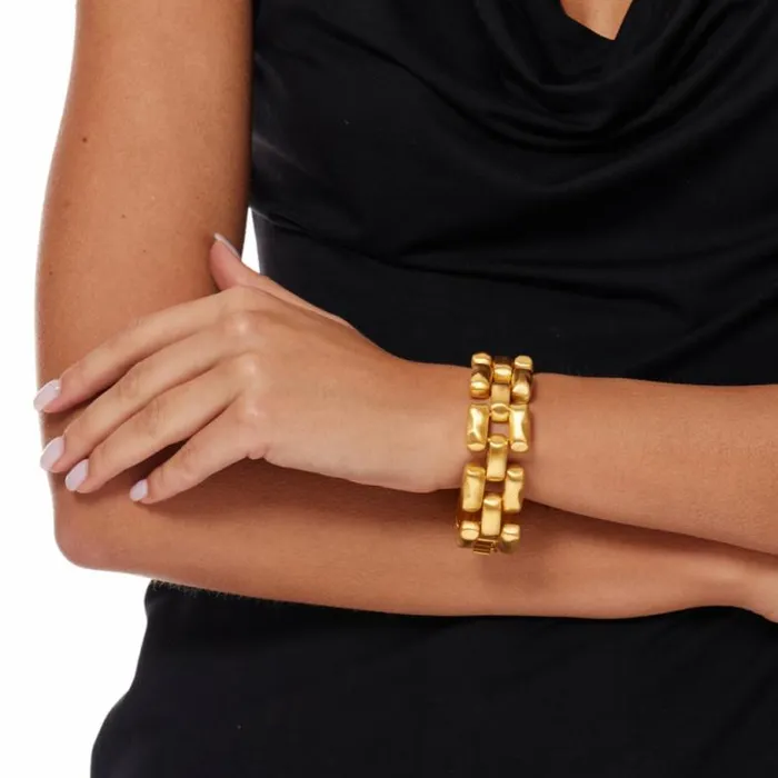 Kenneth Jay Lane Metallic Finish Bracelets Women Gold 3 Row Hammered Bars Bracelet Kenneth Jay Lane Metallic Finish Bracelets Women Gold 3 Row Hammered Bars Bracelet