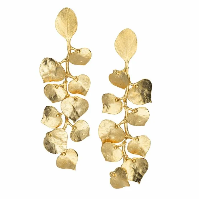 Kenneth Jay Lane Metallic Finish Earrings Women Cascading Leaf Earrings
