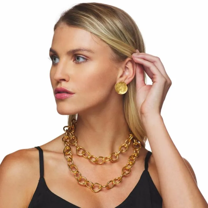 Kenneth Jay Lane Metallic Finish Earrings Women Satin Gold Button Clip Earring Kenneth Jay Lane Metallic Finish Earrings Women Satin Gold Button Clip Earring