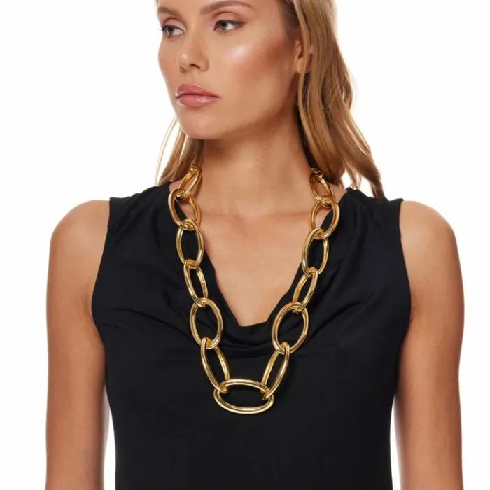 Kenneth Jay Lane Metallic Finish Necklaces Women Adjustable Polished Gold Oval Link Chain Necklace Kenneth Jay Lane Metallic Finish Necklaces Women Adjustable Polished Gold Oval Link Chain Necklace