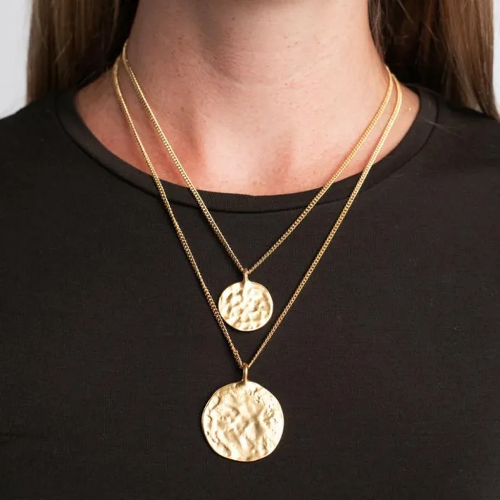 Kenneth Jay Lane Metallic Finish Necklaces Women Double Chain Coin Pendants Necklace Kenneth Jay Lane Metallic Finish Necklaces Women Double Chain Coin Pendants Necklace