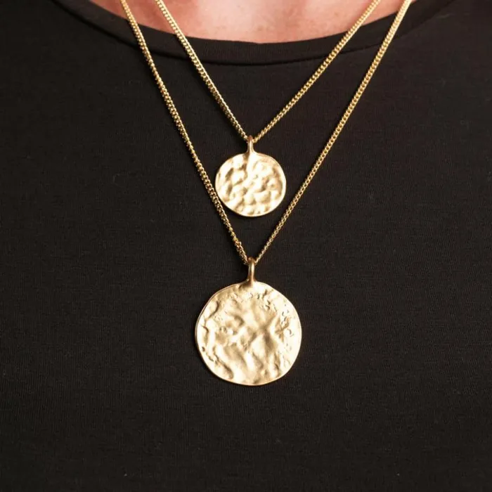 Kenneth Jay Lane Metallic Finish Necklaces Women Double Chain Coin Pendants Necklace