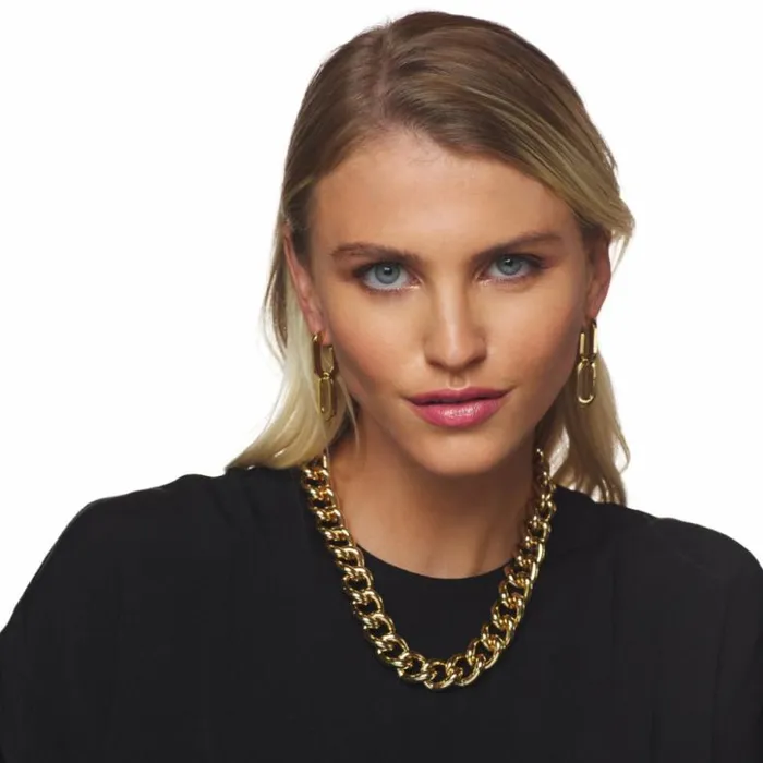 Kenneth Jay Lane Metallic Finish Necklaces Women Polished Gold Chain Necklace With Toggle Clasp