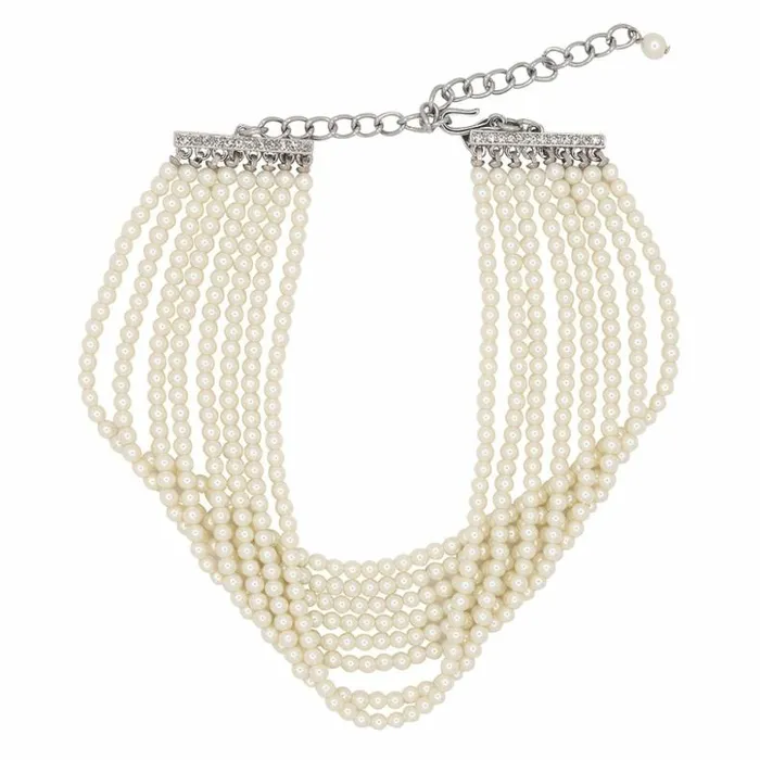 Kenneth Jay Lane Pearl Necklaces Women Eight Row Pearl Choker