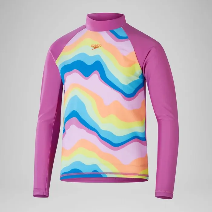 Kids Girl039s Rash Vests Speedo Girls039 Printed Long Sleeve Rash Top Pink