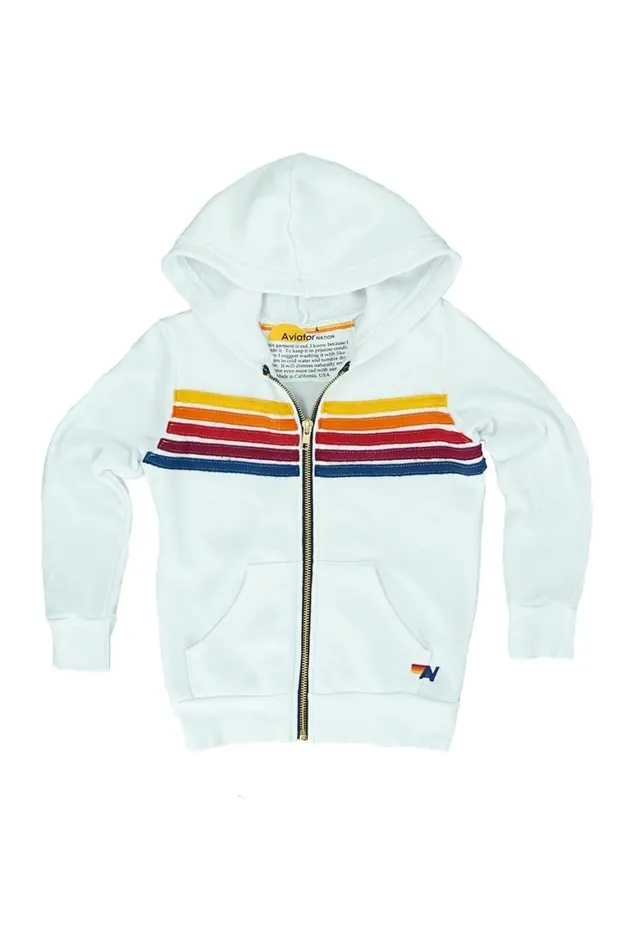 Kids Hoodies Aviator Nation 5 Stripe Hoodie 8211 White