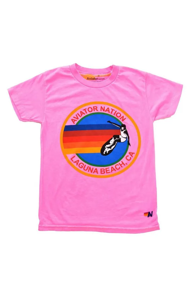 Kids Tees Aviator Nation Laguna Beach Tee 8211 Neon Pink
