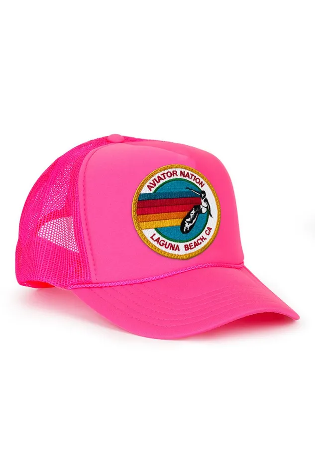 Kids Trucker Hats Aviator Nation Signature Laguna Beach Logo 8211 Vintage Trucker Hat