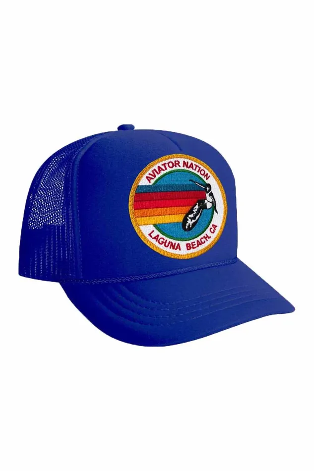 Kids Trucker Hats Aviator Nation Signature Laguna Beach Logo 8211 Vintage Trucker Hat