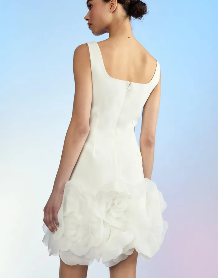 Kourtney Organza Flower Hem Dress 8211 White Women Cynthia Rowley Dresses