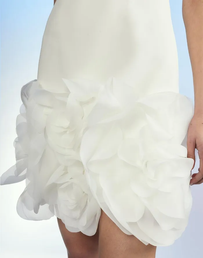 Kourtney Organza Flower Hem Dress 8211 White Women Cynthia Rowley Dresses