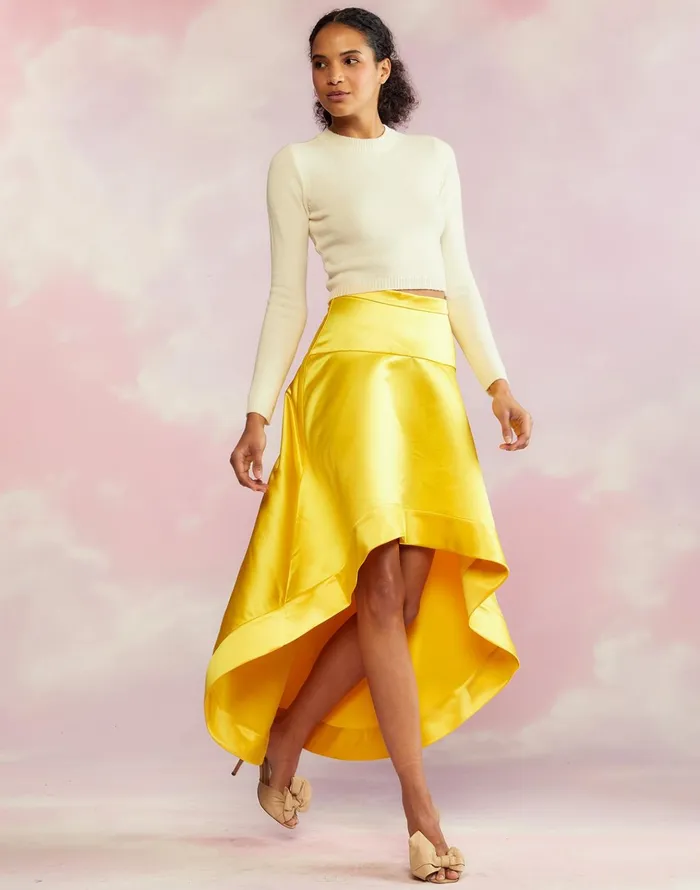 Livia Satin Skirt 8211 Yellow Women Cynthia Rowley Bottoms