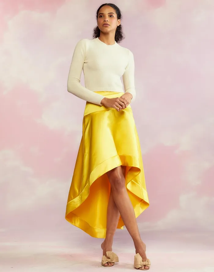 Livia Satin Skirt 8211 Yellow Women Cynthia Rowley Bottoms