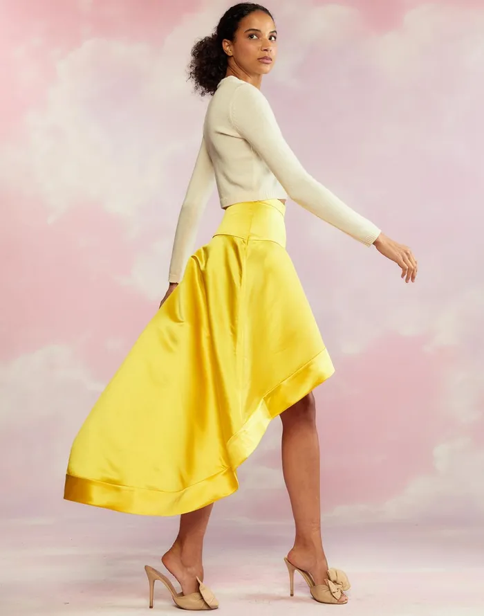Livia Satin Skirt 8211 Yellow Women Cynthia Rowley Bottoms
