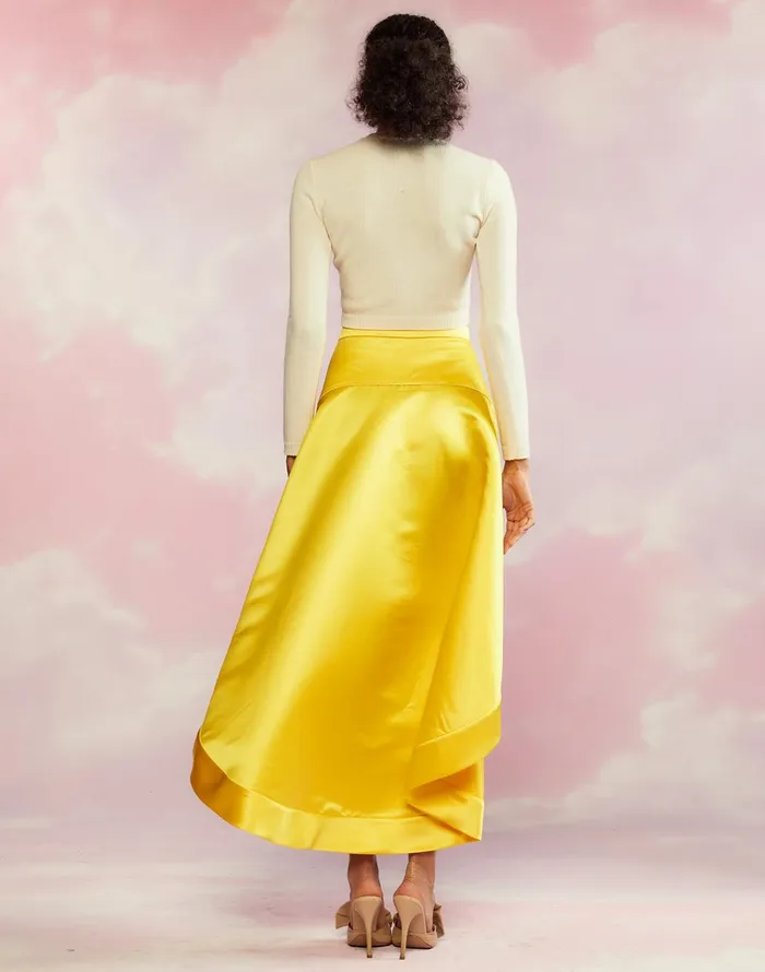 Livia Satin Skirt 8211 Yellow Women Cynthia Rowley Bottoms