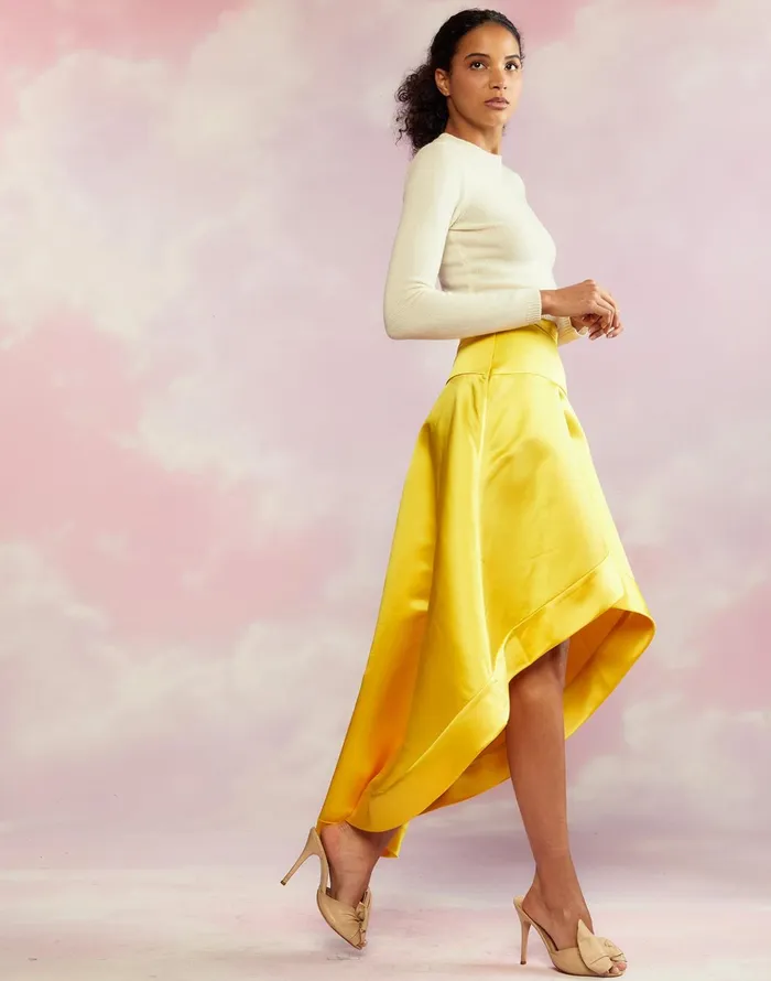 Livia Satin Skirt 8211 Yellow Women Cynthia Rowley Bottoms
