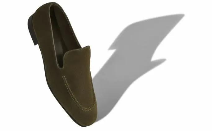 Loafers Men Manolo Blahnik TRURODark Khaki Suede Loafers