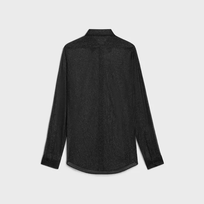 Loose Carnaby Shirt In Lurex Mesh Noirargent Men CELINE SHIRTS