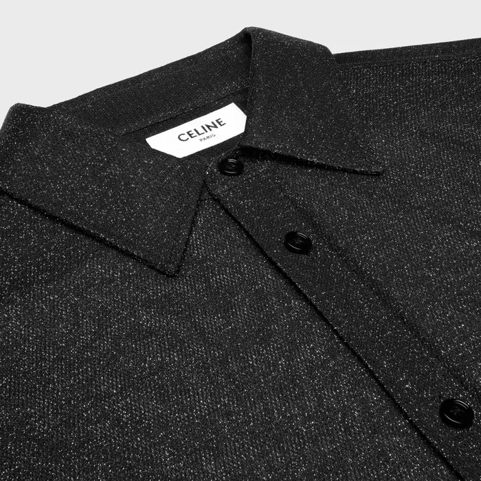 Loose Carnaby Shirt In Lurex Mesh Noirargent Men CELINE SHIRTS