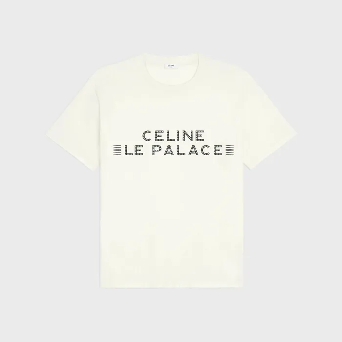 Loose Le Palace TShirt In Cotton Jersey Dirty White Black Silver Men CELINE TSHIRTS AND SWEATSHIRTS Loose Le Palace TShirt In Cotton Jersey Dirty White Black Silver Men CELINE TSHIRTS AND SWEATSHIRTS
