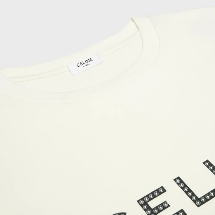 Loose Le Palace TShirt In Cotton Jersey Dirty White Black Silver Men CELINE TSHIRTS AND SWEATSHIRTS