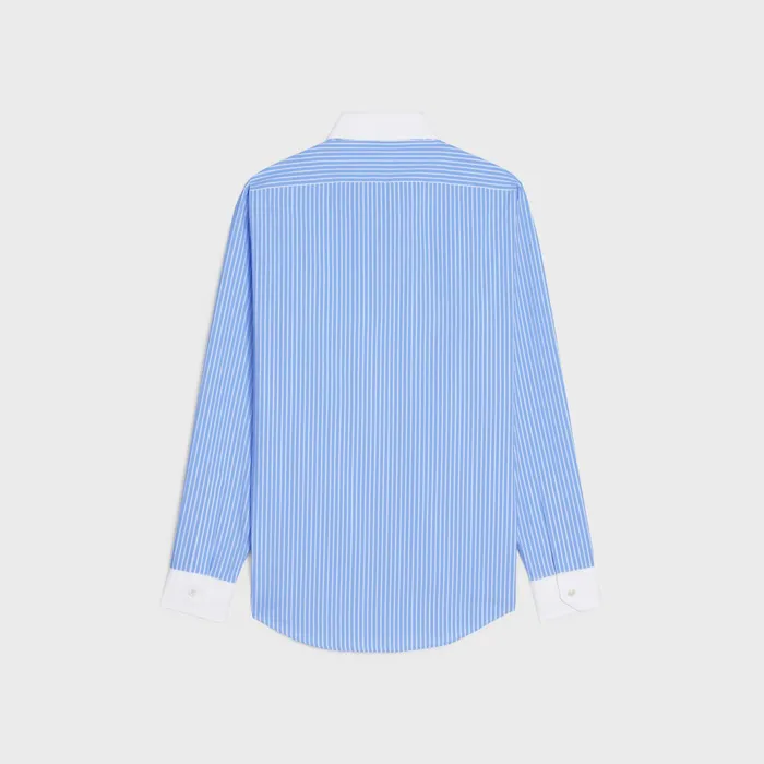 Loose Shirt With Inverted Collar In Striped Cotton Cielblanc Men CELINE SHIRTS