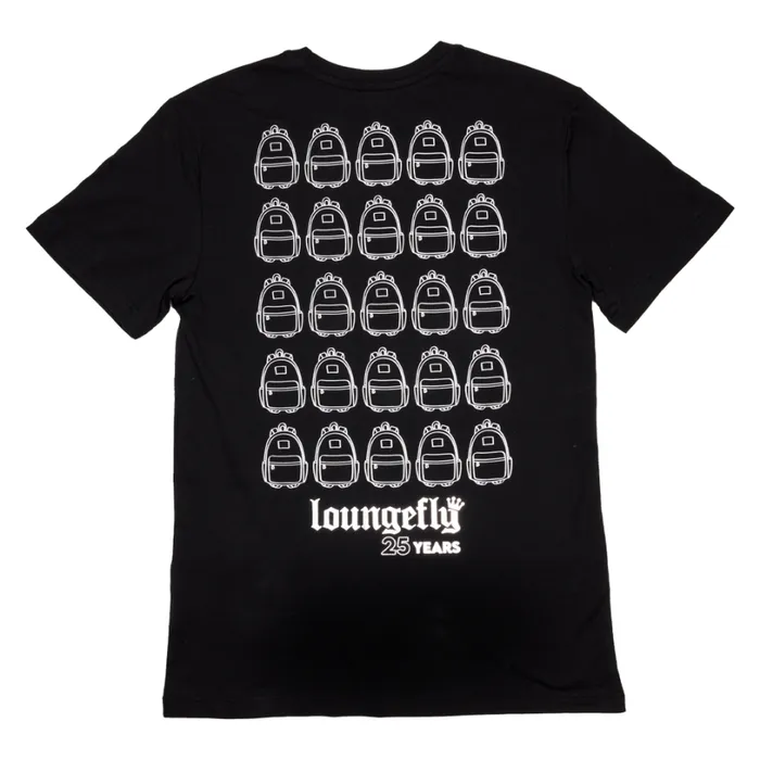 Loungefly 25th Anniversary Logo Black Tee Unisex Loungefly Apparel Loungefly 25th Anniversary Logo Black Tee Unisex Loungefly Apparel