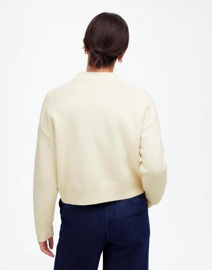 Madewell Boxy Crewneck Sweater In SoftWool Hthr Cloud Women Sweaters