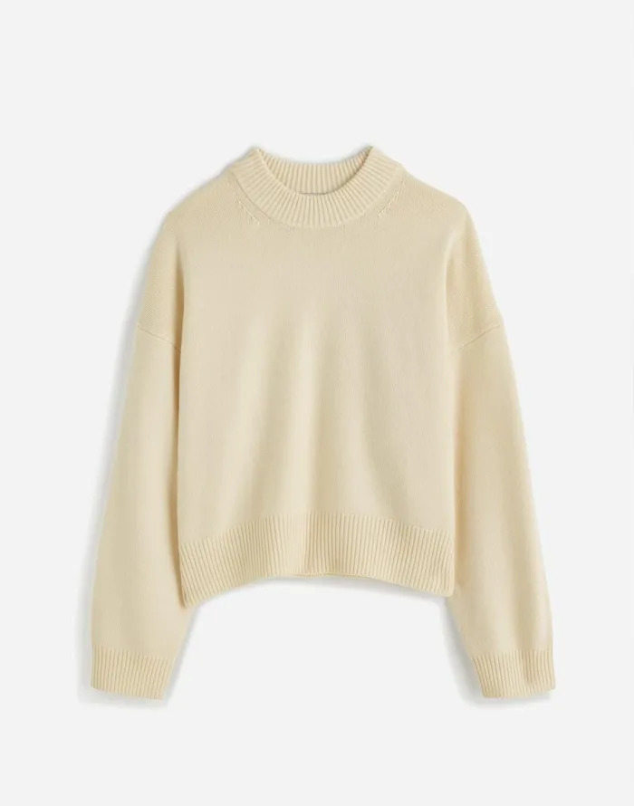 Madewell Boxy Crewneck Sweater In SoftWool Hthr Cloud Women Sweaters