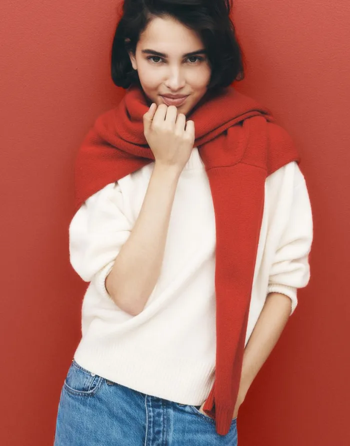 Madewell Boxy Crewneck Sweater In SoftWool Hthr Cloud Women Sweaters