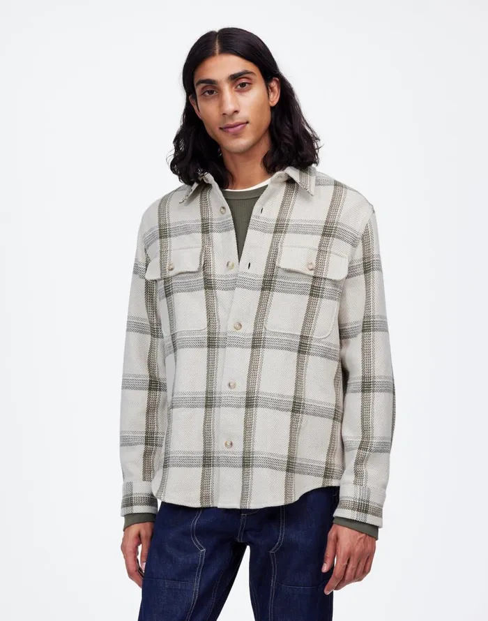 Madewell Brushed Easy ShirtJacket In Italian Fabric Bleached Canvas Heather Men Shirts Madewell Brushed Easy ShirtJacket In Italian Fabric Bleached Canvas Heather Men Shirts