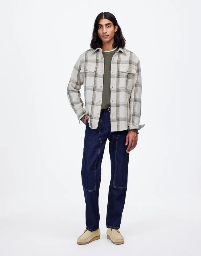 Madewell Brushed Easy ShirtJacket In Italian Fabric Bleached Canvas Heather Men Shirts