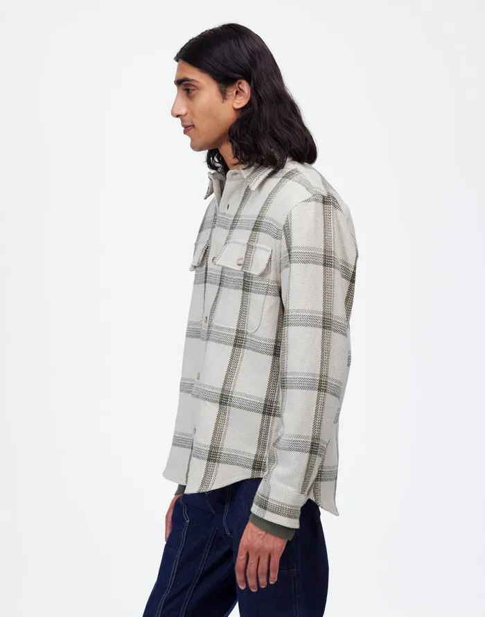 Madewell Brushed Easy ShirtJacket In Italian Fabric Bleached Canvas Heather Men Shirts