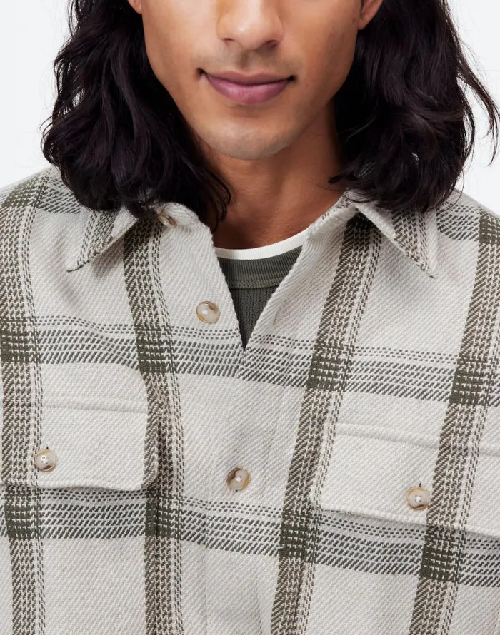Madewell Brushed Easy ShirtJacket In Italian Fabric Bleached Canvas Heather Men Shirts