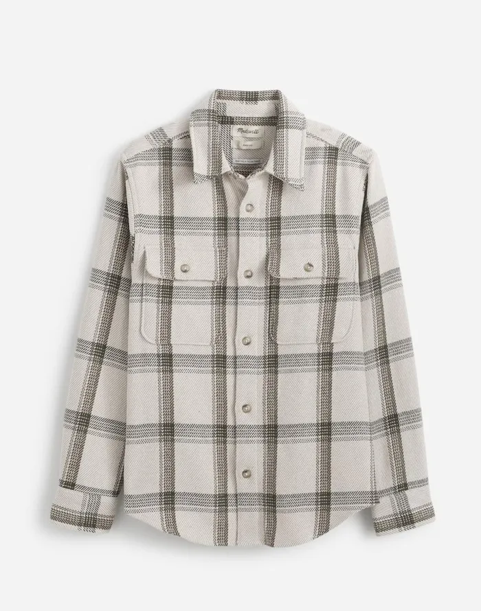 Madewell Brushed Easy ShirtJacket In Italian Fabric Bleached Canvas Heather Men Shirts