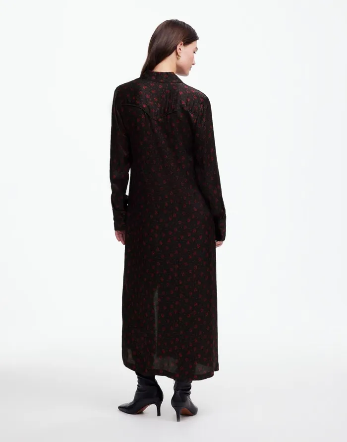 Madewell ButtonFront Midi Shirtdress In Floral Bright Cherry Women Dresses