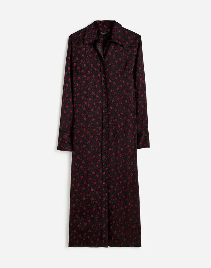 Madewell ButtonFront Midi Shirtdress In Floral Bright Cherry Women Dresses