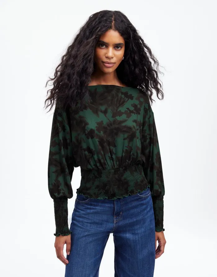 Madewell Cinched LongSleeve Top Luxury Forest Women Tops and Shirts