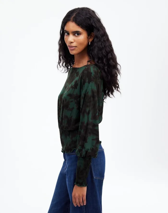 Madewell Cinched LongSleeve Top Luxury Forest Women Tops and Shirts