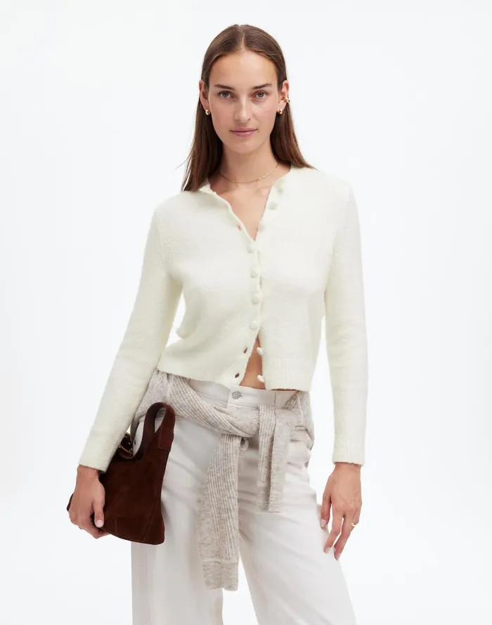 Madewell CottonBlend Cardigan Winter White Women Sweaters