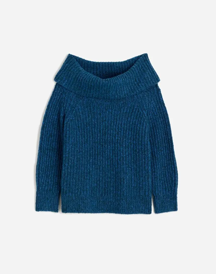 Madewell CottonBlend OffShoulder Sweater Bluestone Marl Women Sweaters