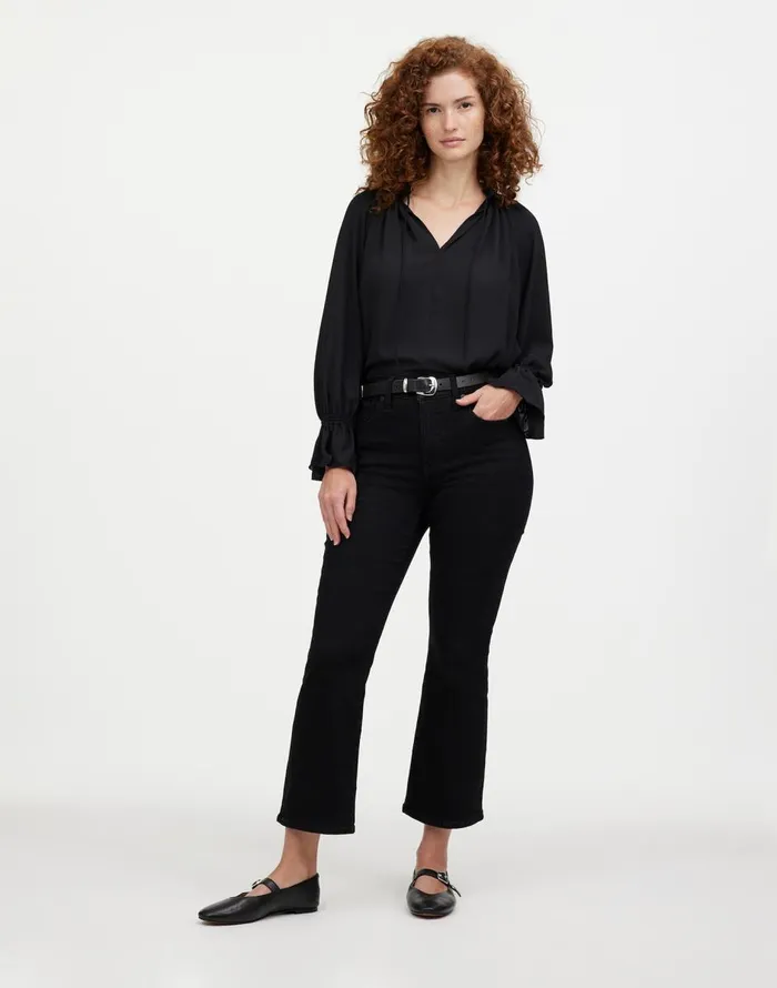 Madewell Curvy Kick Out Crop Jean Black Rinse Wash Women Jeans