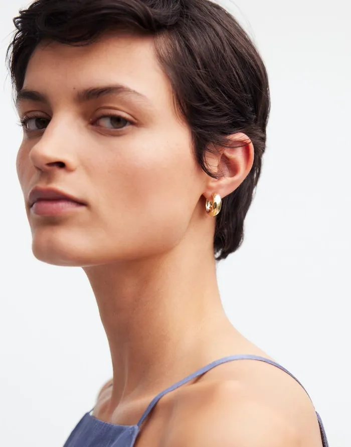 Madewell DemiFine Chunky Small Hoop Earrings 14k Gold Women Jewelry