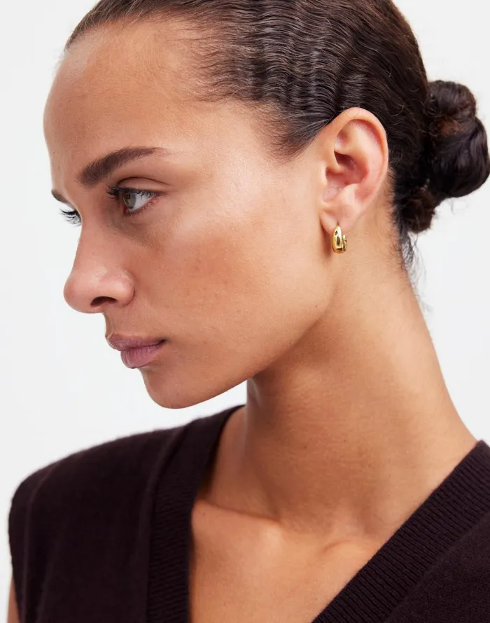 Madewell DemiFine Puffy Hoop Earrings 14k Gold Women Jewelry