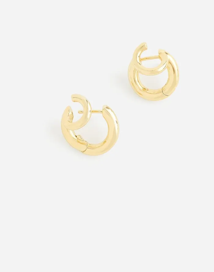 Madewell Double Huggie Hoop Earrings Pale Gold Women Jewelry