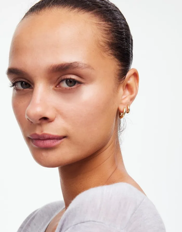 Madewell Double Huggie Hoop Earrings Pale Gold Women Jewelry