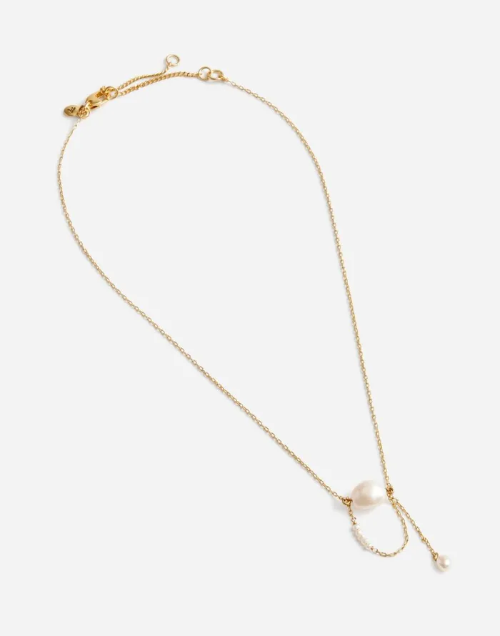 Madewell Freshwater Pearl Drop Necklace Vintage Gold Women Jewelry