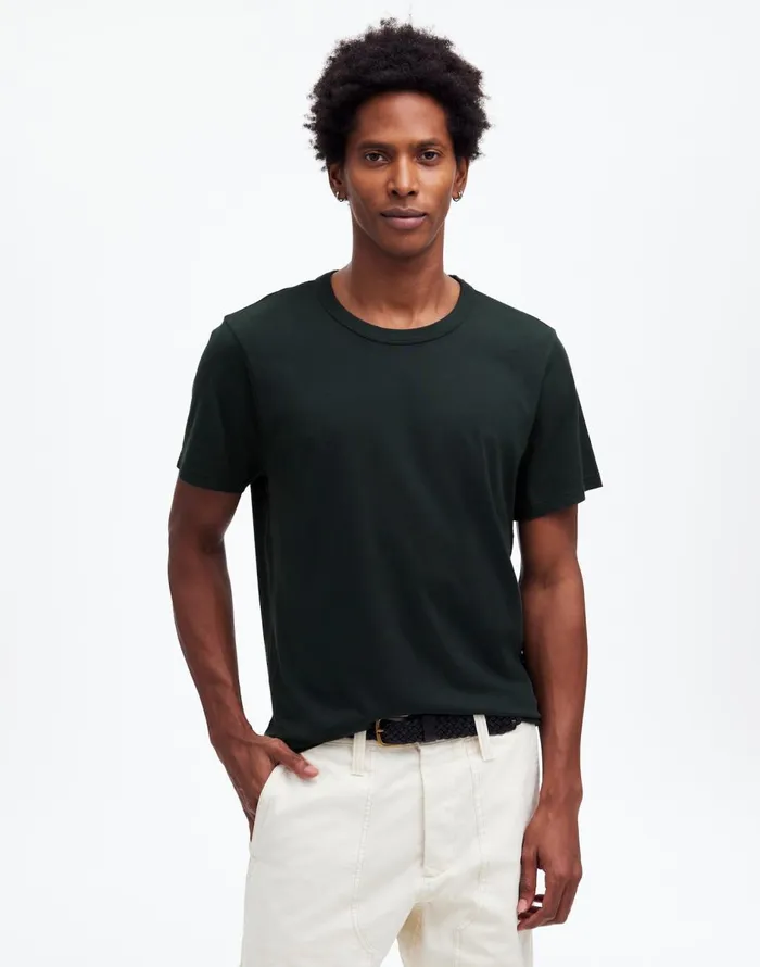 Madewell GarmentDyed Allday Crewneck Tee Bottle Green Men Tees